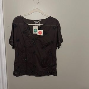 Boden Gray Floral Appliqué Top NWT Size 4